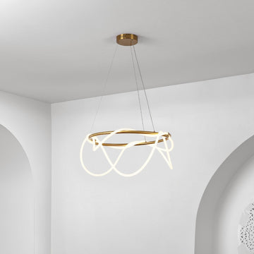 Lisette 25" Contemporary Minimalist 360 Adjustable Silicone Neon Rope Dimmable Integrated LED Chandelier - JONATHAN Y